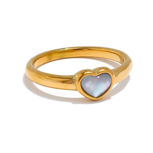 Natural shell heart love glue setting ring - product image