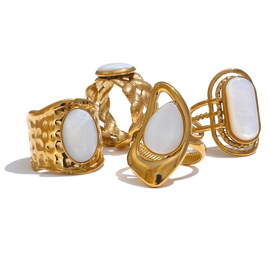 Natural shell modern adjustable popular fashion ring - product image