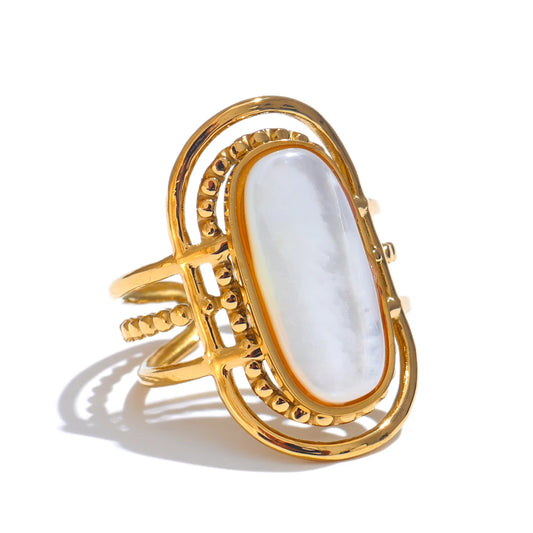 Natural shell modern adjustable popular fashion ring - product image