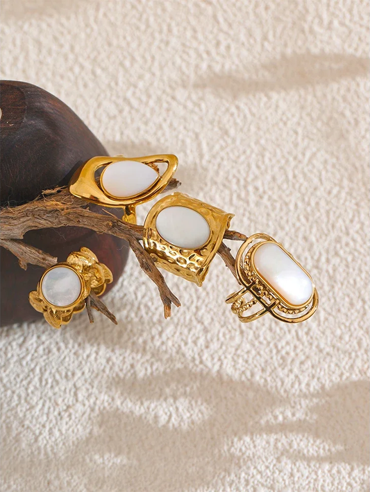 Natural shell modern adjustable popular fashion ring - product image