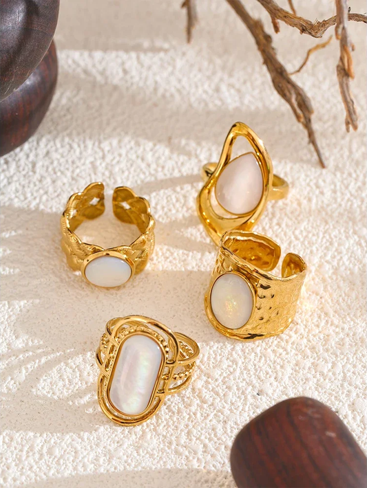 Natural shell modern adjustable popular fashion ring - product image