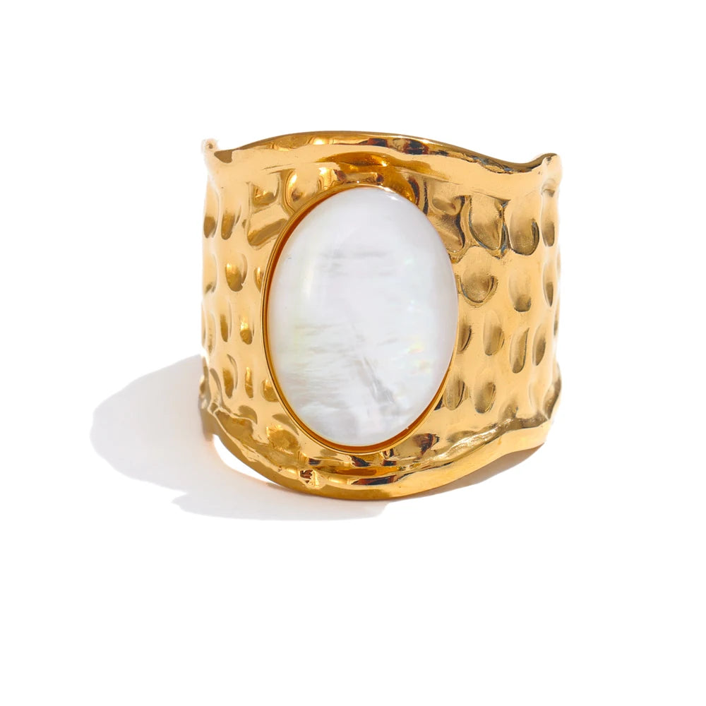 Natural shell modern adjustable popular fashion ring - product image