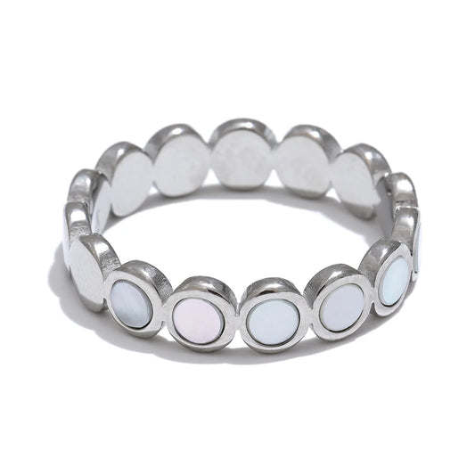 Natural shell round modern tension ring - product image