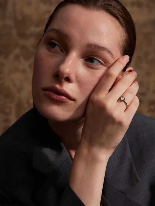 Natural shell square charm chic fashion ring - product image