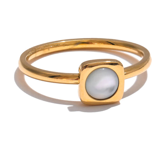 Natural shell square charm chic fashion ring - product image
