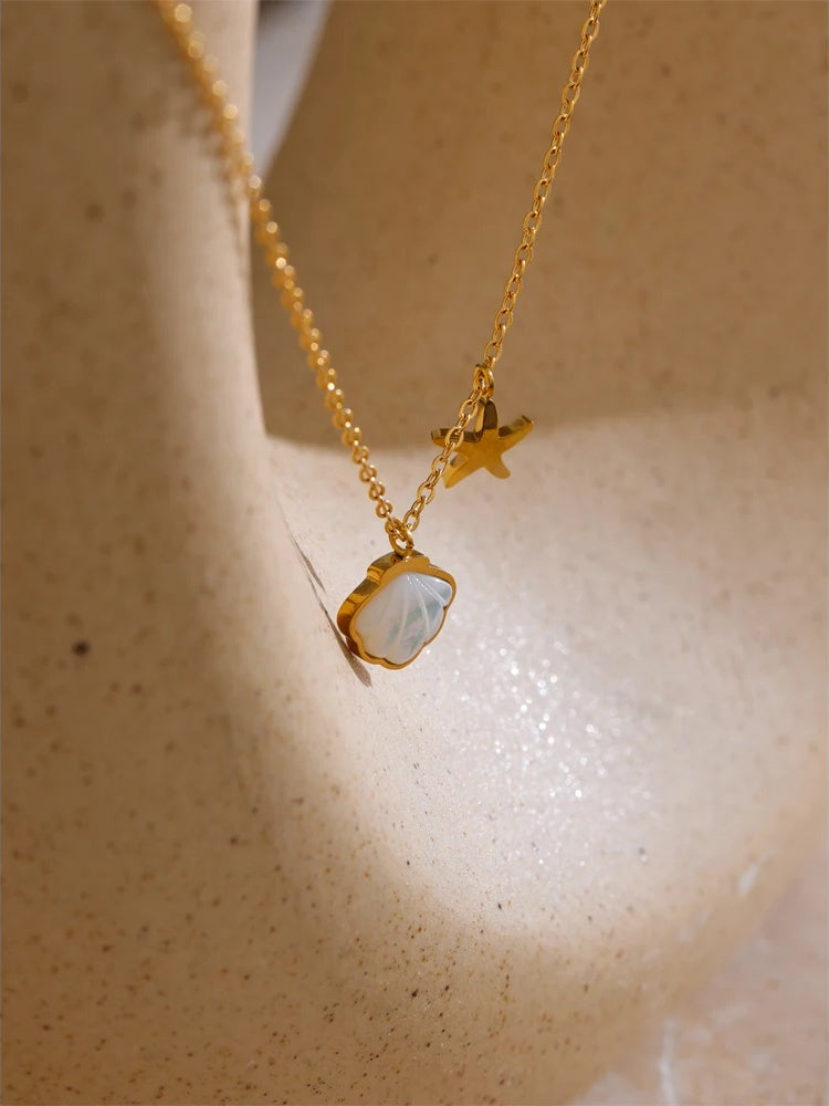 Natural shell starfish pendant modern necklace - product image