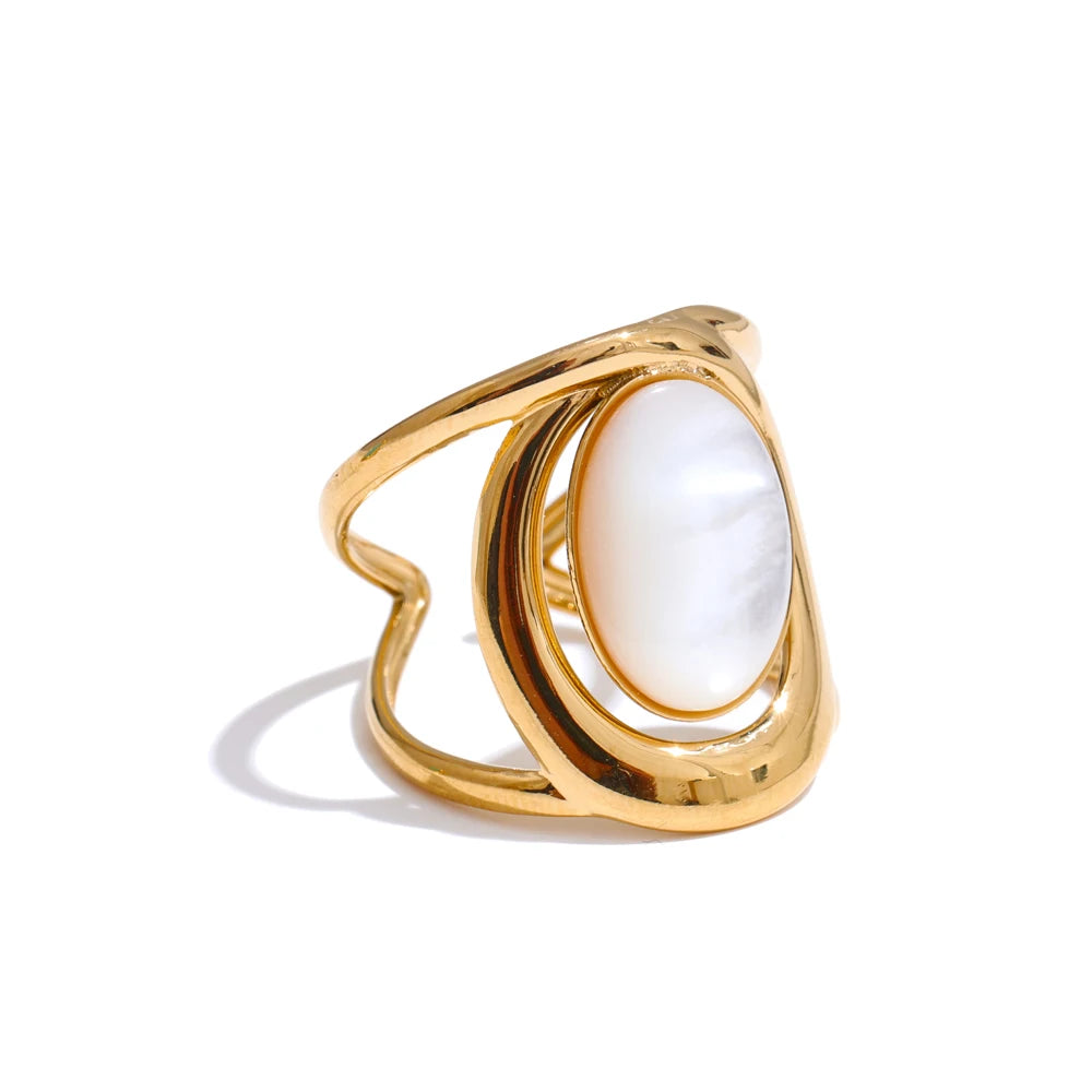 Natural stone adjustable abstract ring women fashion - product image