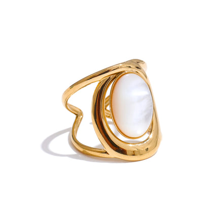 Natural stone adjustable abstract ring women fashion - product image