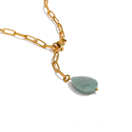 Natural stone agate minimalist pendant necklace - product image