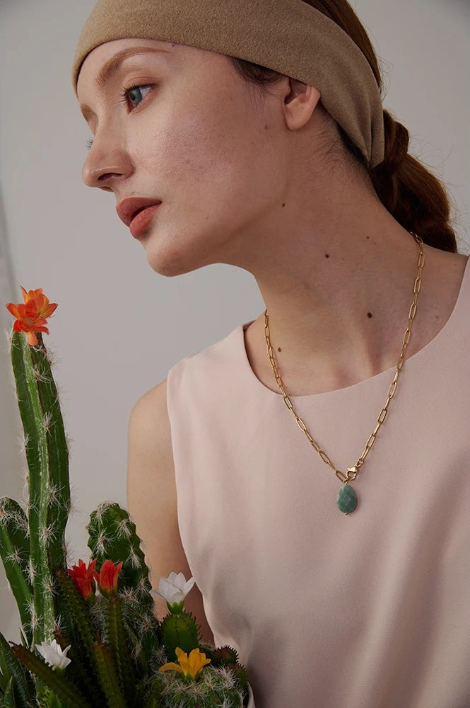 Natural stone agate minimalist pendant necklace - product image