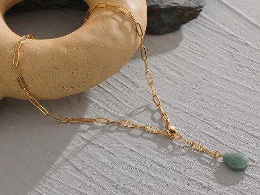 Natural stone agate minimalist pendant necklace - product image