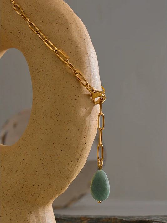 Natural stone agate minimalist pendant necklace - product image