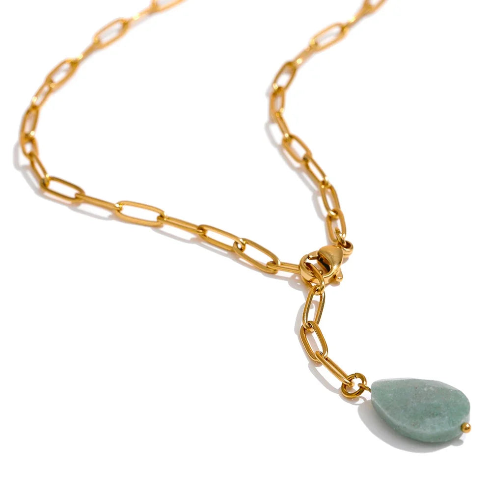 Natural stone agate minimalist pendant necklace - product image