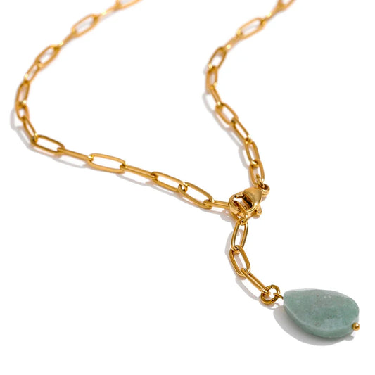 Natural stone agate minimalist pendant necklace - product image