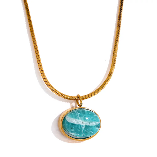 Natural stone amazonite pendant minimalist necklace - product image