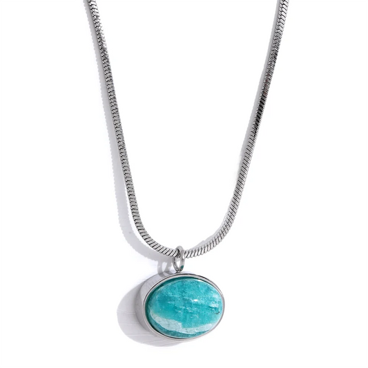 Natural stone amazonite pendant minimalist necklace - product image