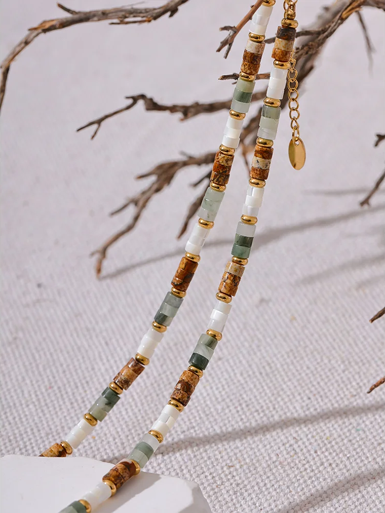 Natural stone beads chain handmade necklace - product image