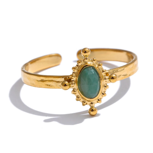 Natural stone cast stud earrings ring set - product image