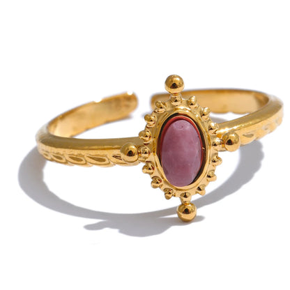 Natural stone cast stud earrings ring set - product image