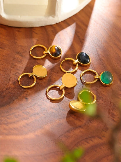 Natural stone green agent tiger drop earrings - product image