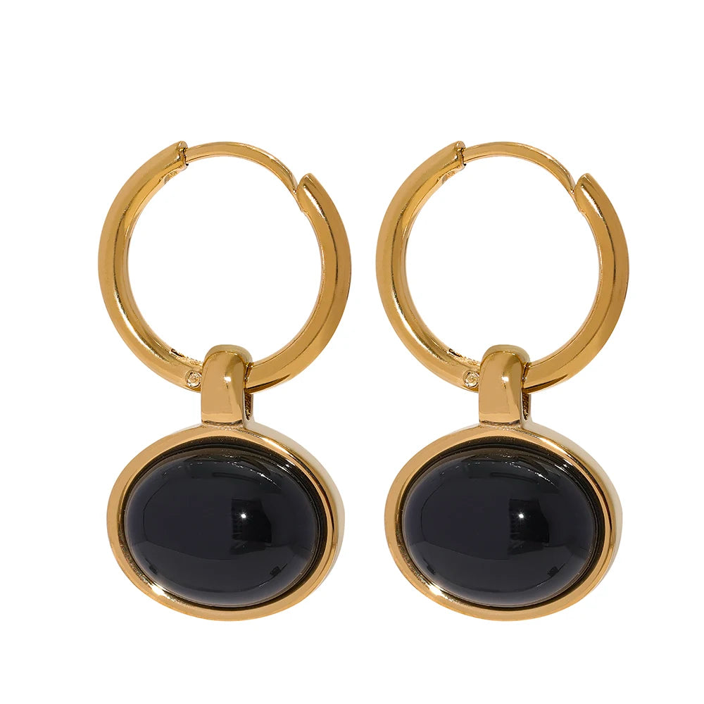 Natural stone green agent tiger drop earrings - product image