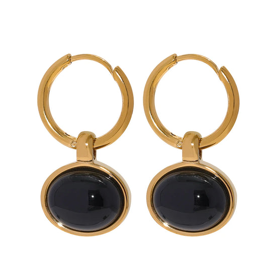 Natural stone green agent tiger drop earrings - product image