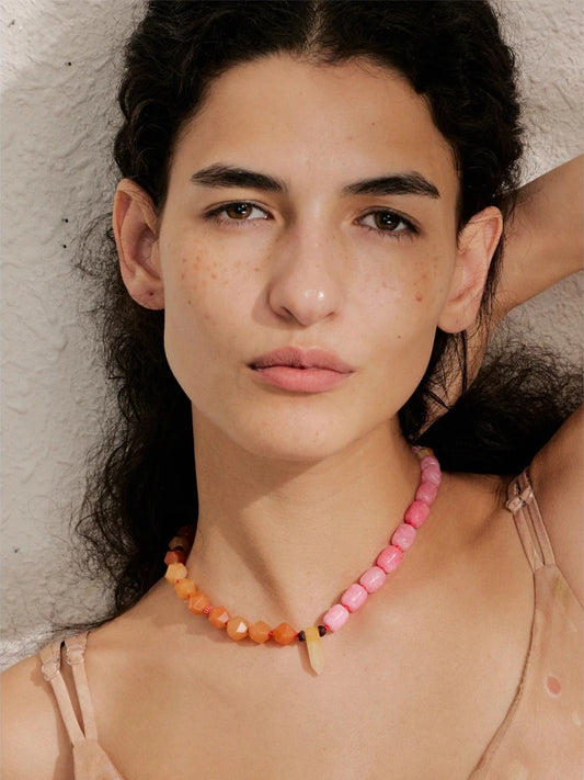 Natural stone handmade minimalist necklace - product image