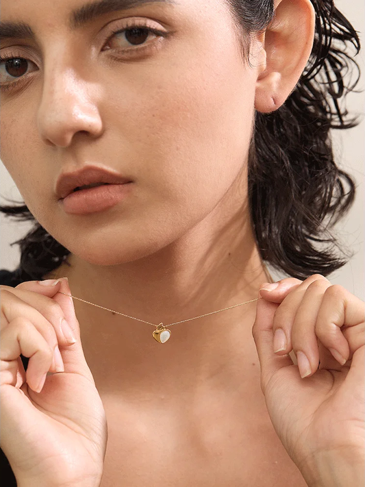 Natural stone heart crown pendant necklace - product image