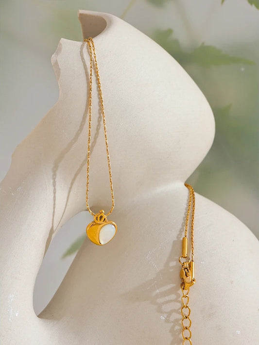 Natural stone heart crown pendant necklace - product image