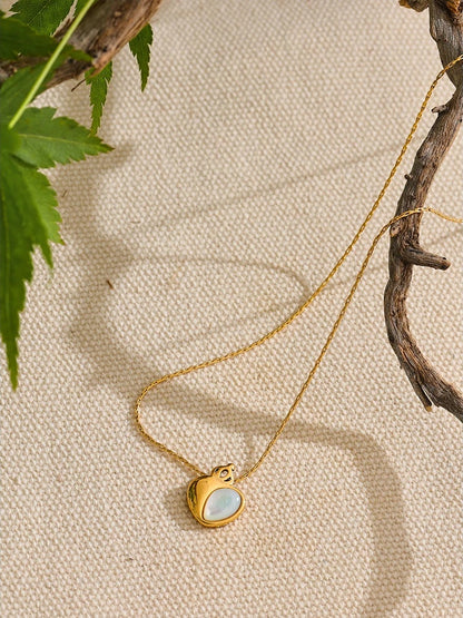 Natural stone heart crown pendant necklace - product image
