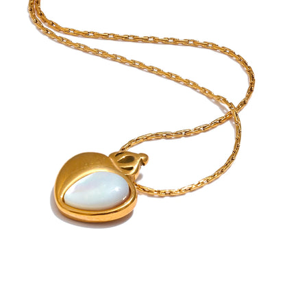 Natural stone heart crown pendant necklace - product image