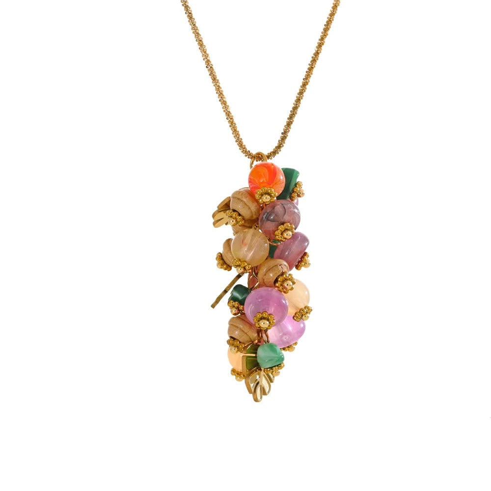 Natural stone leaf pendant necklace - product image