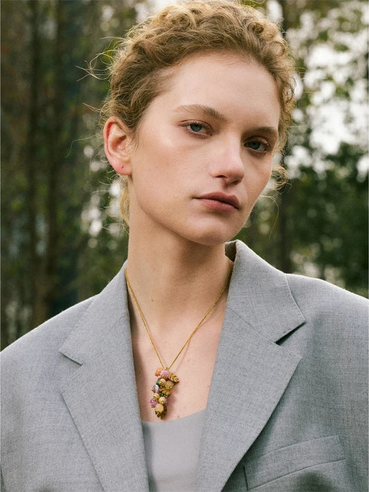 Natural stone leaf pendant necklace - product image