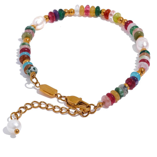 Natural stone pearl chain luxury bracelet - product image