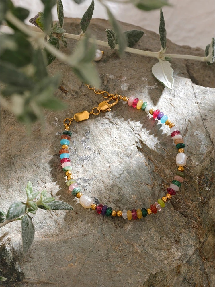 Natural stone pearl chain luxury bracelet - product image
