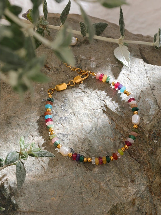 Natural stone pearl chain luxury bracelet - product image
