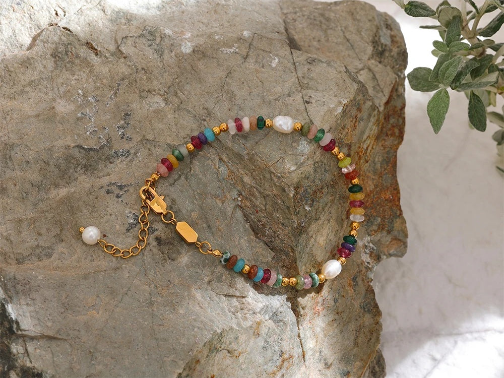 Natural stone pearl chain luxury bracelet - product image