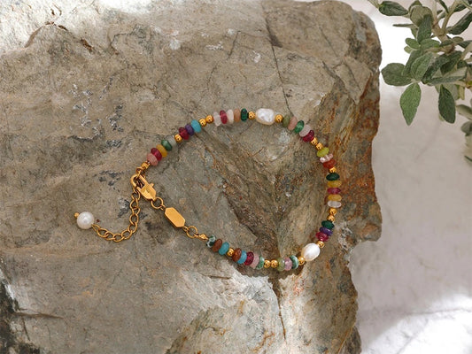Natural stone pearl chain luxury bracelet - product image