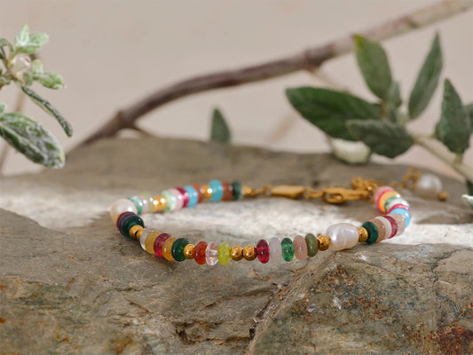 Natural stone pearl chain luxury bracelet - product image