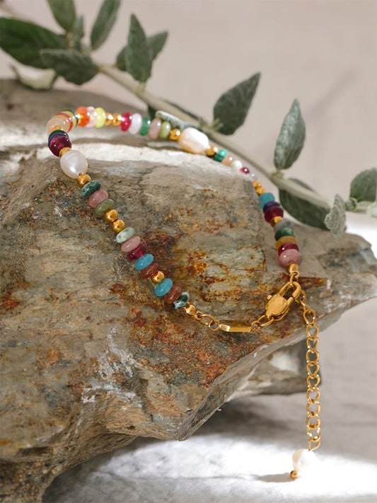 Natural stone pearl chain luxury bracelet - product image