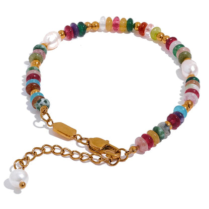 Natural stone pearl chain luxury bracelet - product image