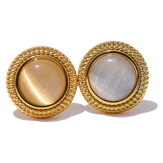 Natural stone round small stud earrings - product image
