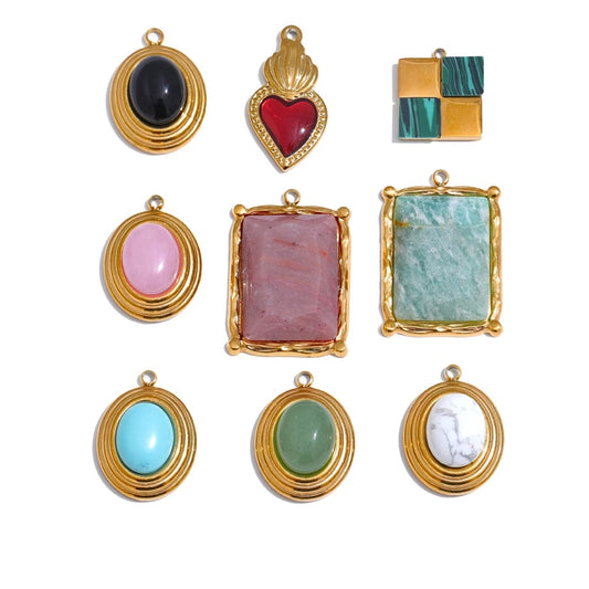 Natural stone round square water drop jewelry - product image