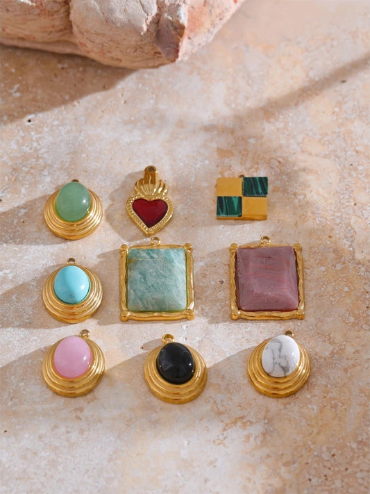 Natural stone round square water drop jewelry - product image