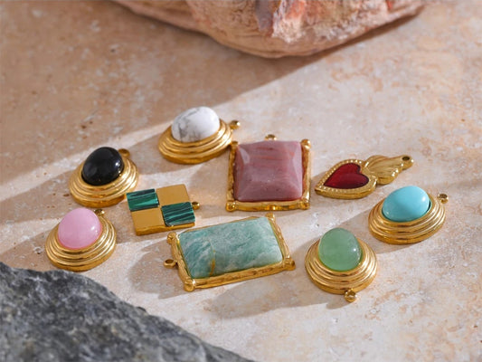 Natural stone round square water drop jewelry - product image