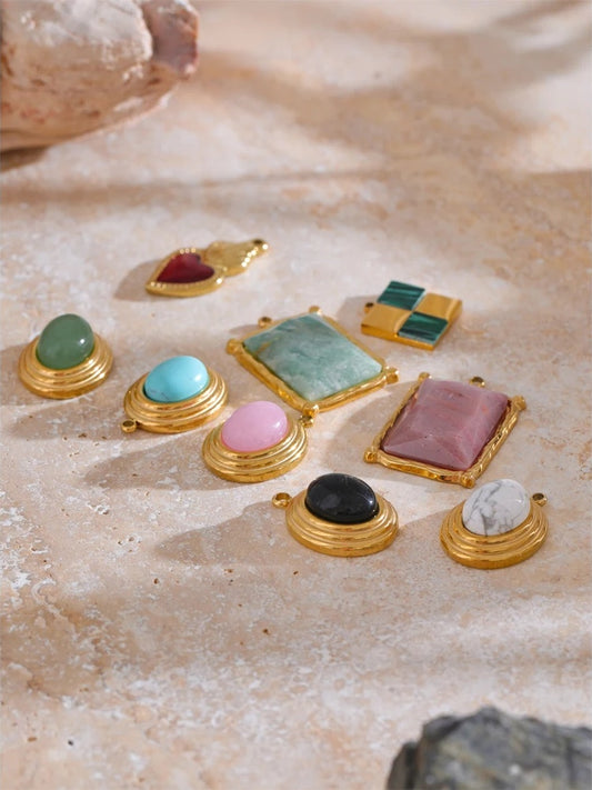 Natural stone round square water drop jewelry - product image