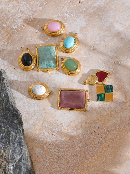 Natural stone round square water drop jewelry - product image