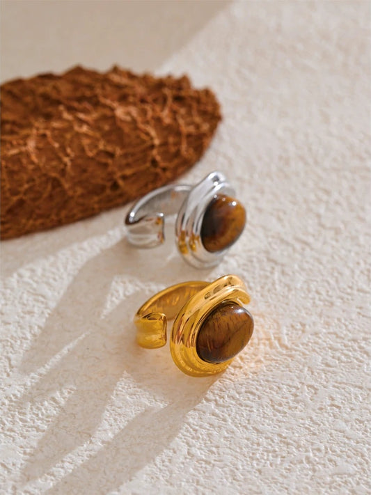 Natural tiger stone modern finger ring - product image
