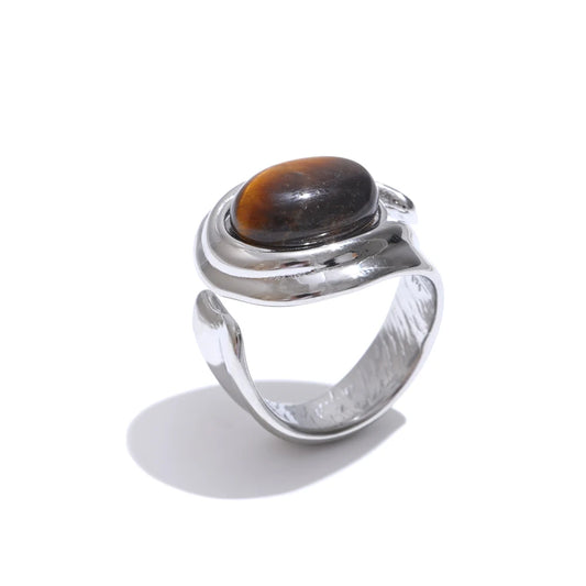 Natural tiger stone modern finger ring - product image