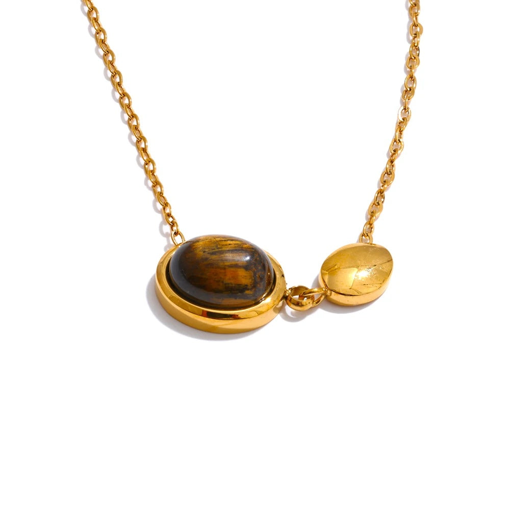 Natural tiger stone shell pendant necklace - product image